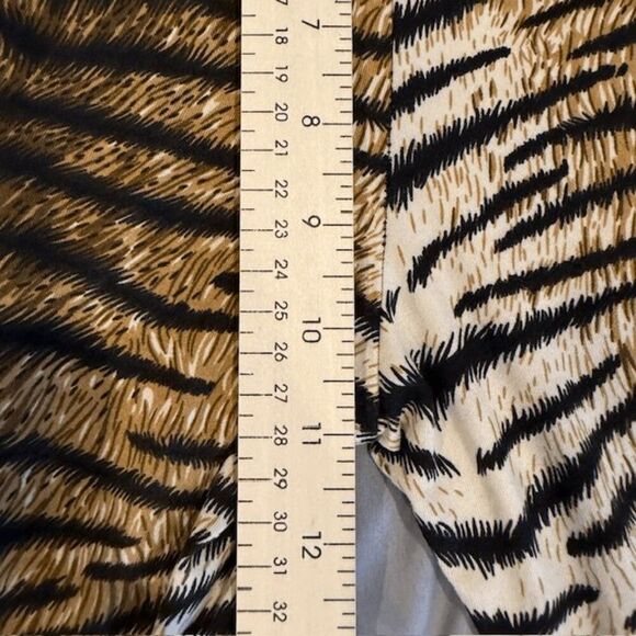 Tiger Print High Waisted Flare Stretch Pants Legging Soft Black Brown Size Small - Picture 7 of 11